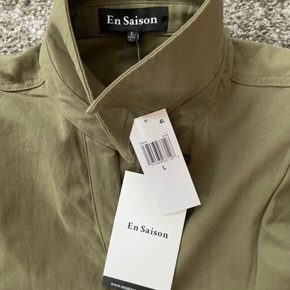 EN SAISON Essie Women's Army Green Ruffled Jumpsuit Size L Cotton Wide Leg NWT - Picture 8 of 8
